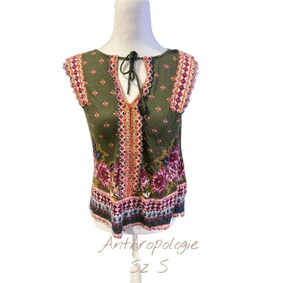Anthropologie Floral Print Tie-Back Top - Size S - Picture 1 of 6
